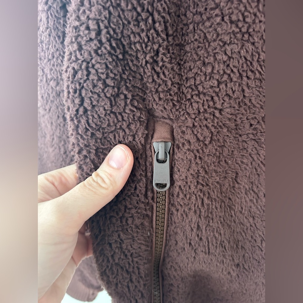 Athleta Coat Womens M Brown Full Zip Sherpa Tugga Jacket - Picture 6 of 12